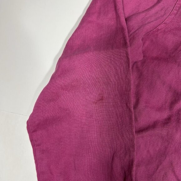 Pendleton Women Dark Pink Shirt 100% Linen Button Up Long Sleeve Logo Sz L Flaw - Picture 4 of 10